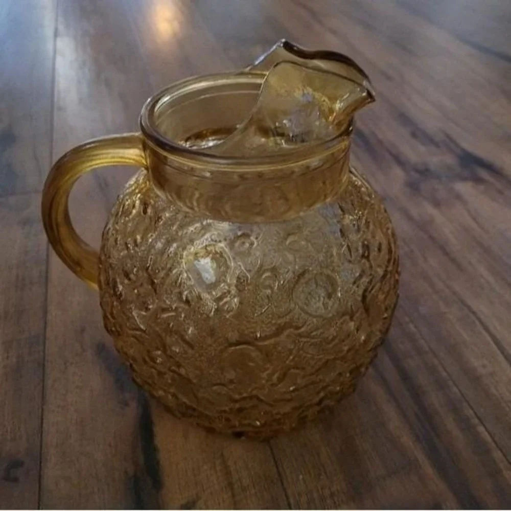 Milano Lido Anchor Hocking Desert Gold Ball Pitcher 1960s‎ Amber